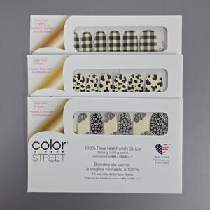 Color Street Nail Polish Strips Cow Plaid Bandana Lot of 3 New Sealed